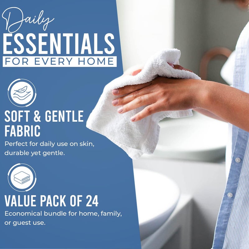 DAN RIVER 24 Pack Wash Cloths for Showering [12x12] - 100% Cotton Washcloths Premium Quality Flannel Face Cloths for Bathroom, Highly Absorbent and Soft Feel Wash Clothes, M Blue - Image 3